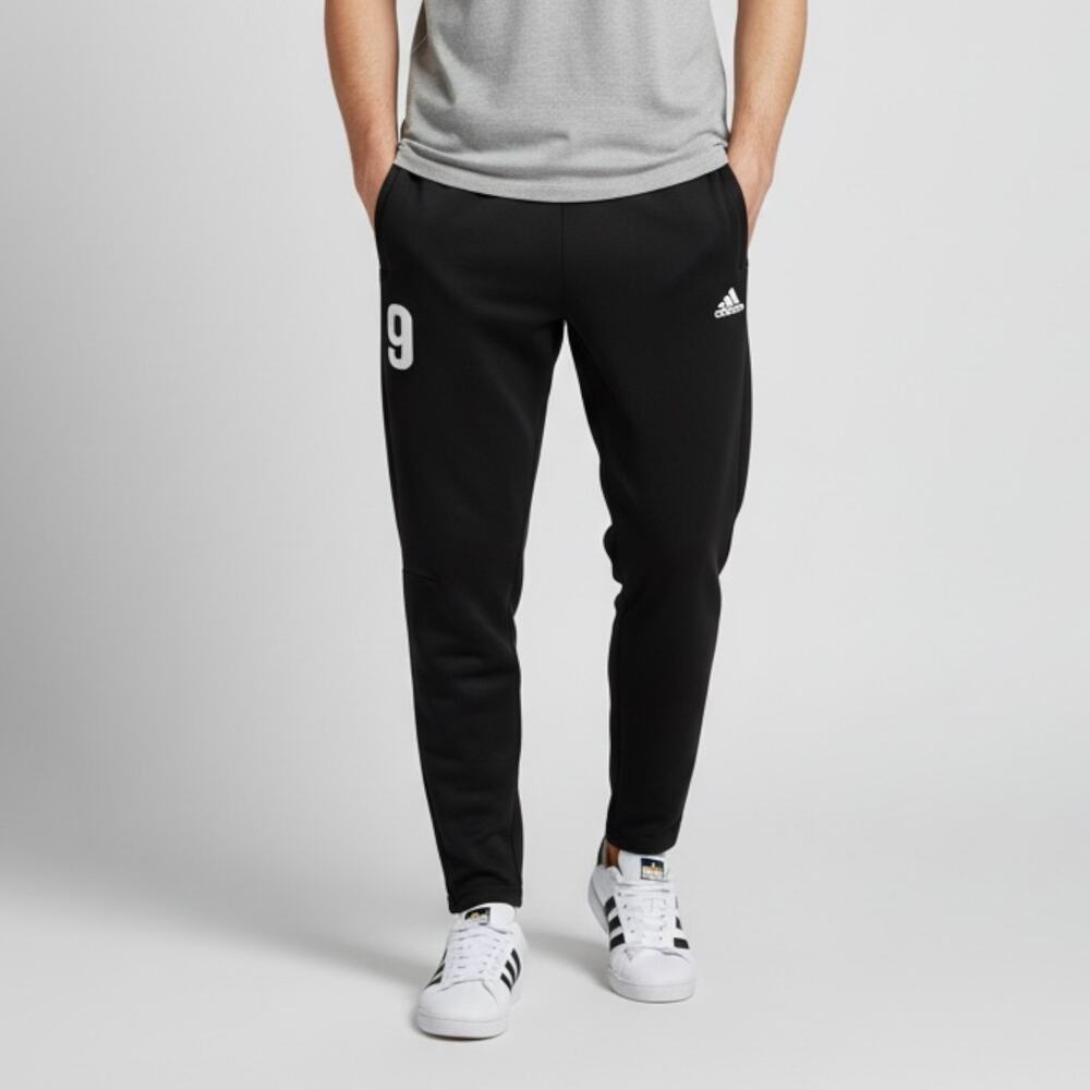 Adidas Track Pants Men's M Black Straight‎ Leg Jogger Drawstring Pockets Zip Leg
